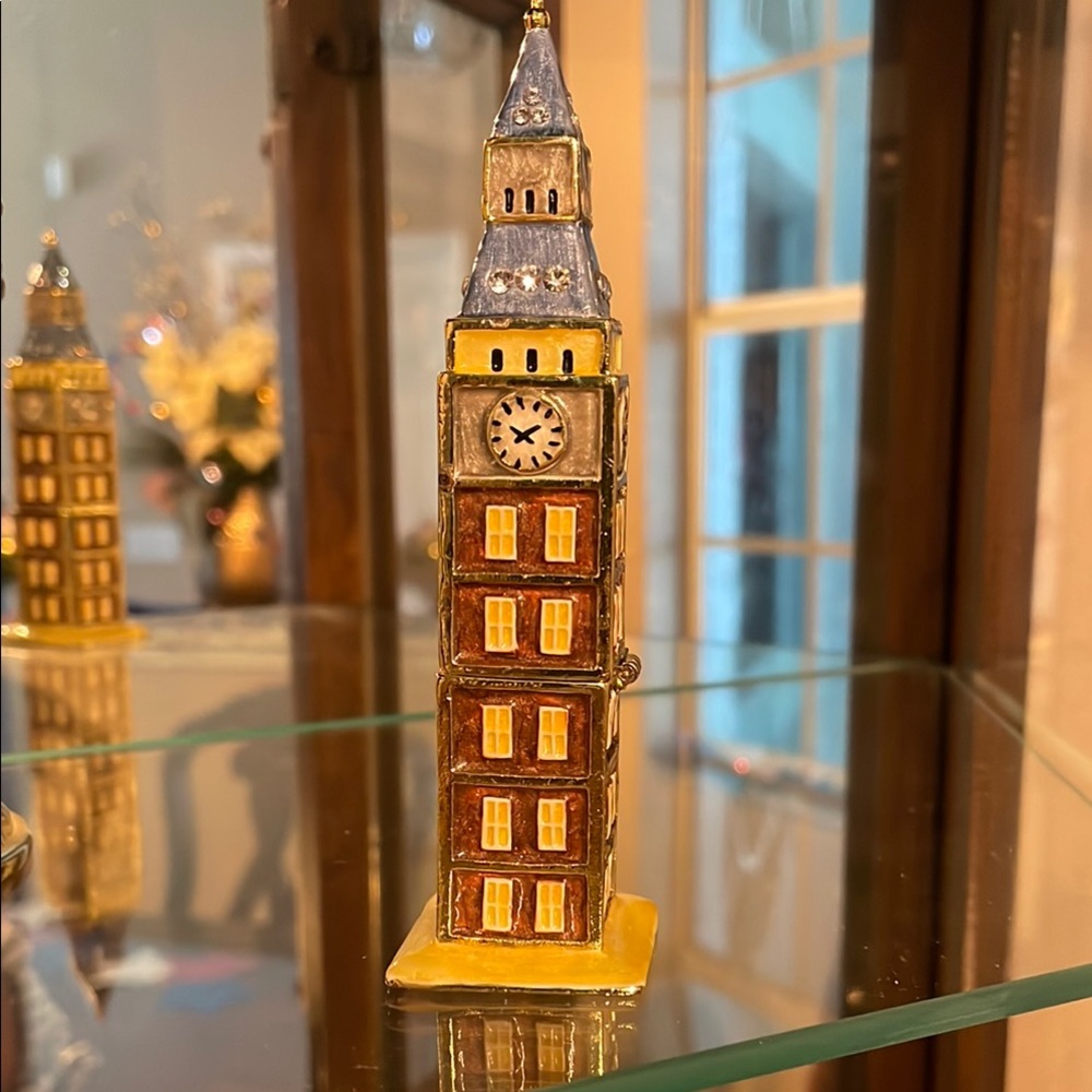 Kubla Big Ben Austrian Crystal Enameled Trinket Box
